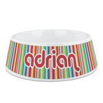 Retro Vertical Stripes Plastic Dog Bowl - Medium (Personalized)