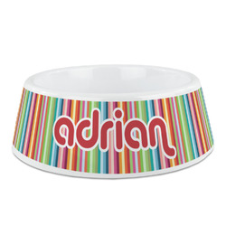 Retro Vertical Stripes Plastic Dog Bowl (Personalized)
