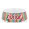 Retro Vertical Stripes Plastic Dog Bowl - Medium (Personalized)