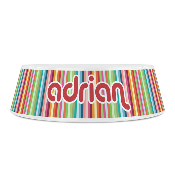 Retro Vertical Stripes Plastic Pet Bowls - Small - FRONT