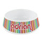 Retro Vertical Stripes Plastic Dog Bowl - Small (Personalized)