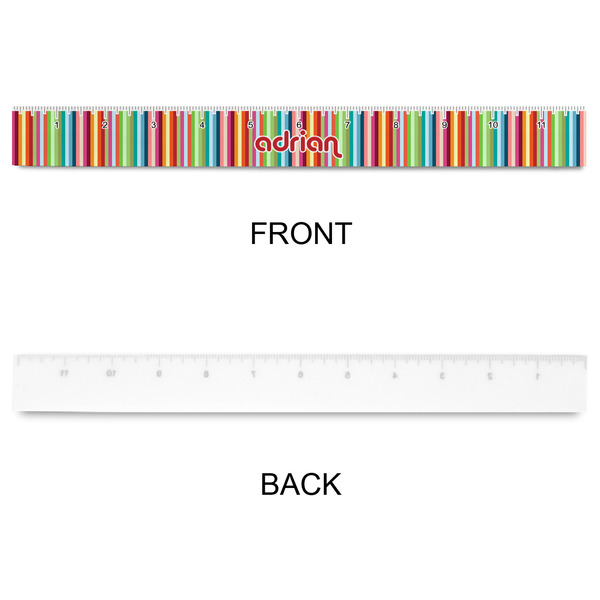 Retro Vertical Stripes Plastic Ruler - 12" - APPROVAL
