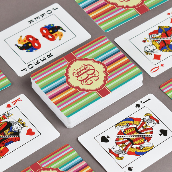 Retro Vertical Stripes Playing Cards - Front & Back View