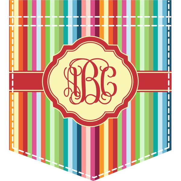 Custom Retro Vertical Stripes Iron On Faux Pocket (Personalized)