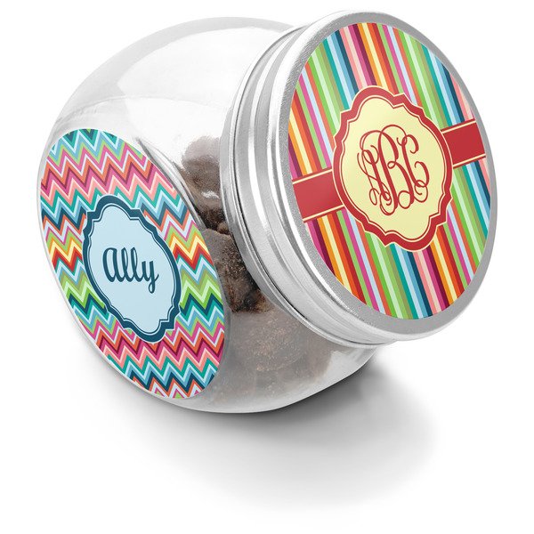 Custom Retro Vertical Stripes Puppy Treat Jar (Personalized)