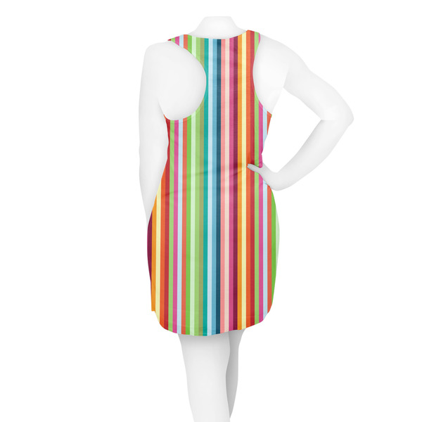 Retro Vertical Stripes Racerback Dress - On Model - Back