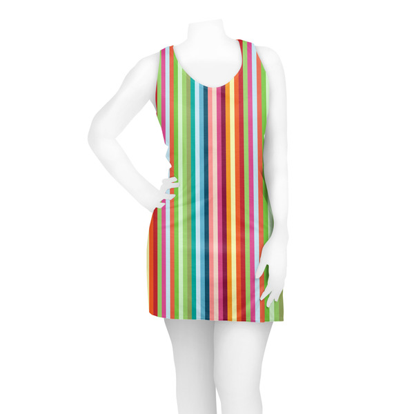 Retro Vertical Stripes Racerback Dress - On Model - Front