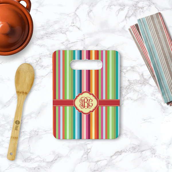 Retro Vertical Stripes Rectangle Trivet with Handle - LIFESTYLE