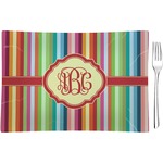 Retro Vertical Stripes Glass Rectangular Appetizer / Dessert Plate (Personalized)