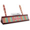 Retro Vertical Stripes Red Mahogany Nameplates with Business Card Holder - Angle