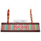 Retro Vertical Stripes Red Mahogany Nameplates with Business Card Holder - Straight