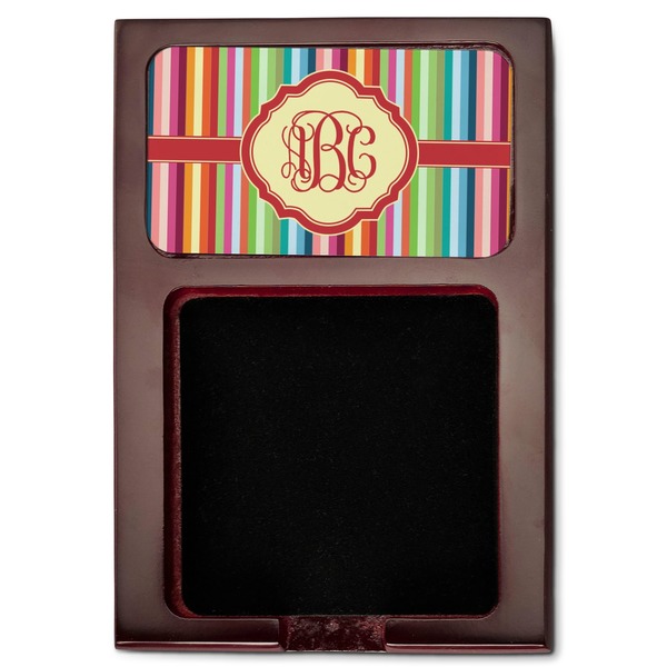 Retro Vertical Stripes Red Mahogany Sticky Note Holder - Flat