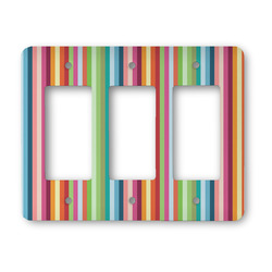 Retro Vertical Stripes Rocker Style Light Switch Cover - Three Switch
