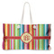 Retro Vertical Stripes Large Rope Tote Bag - Front View