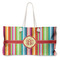 Retro Vertical Stripes Large Tote Bag with Rope Handles (Personalized)