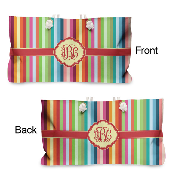 Retro Vertical Stripes Large Rope Tote - From & Back View