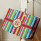 Retro Vertical Stripes Large Rope Tote - Life Style