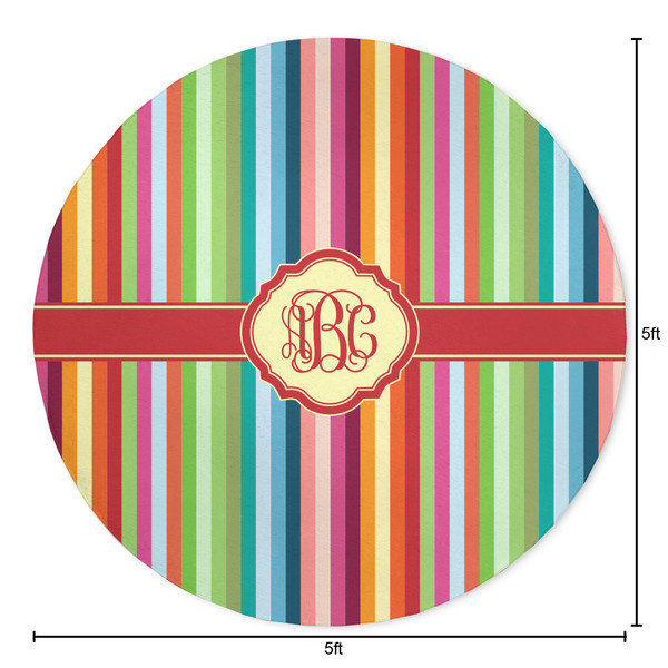 Retro Vertical Stripes Round Area Rug - Size