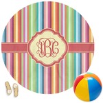 Retro Vertical Stripes Round Beach Towel (Personalized)