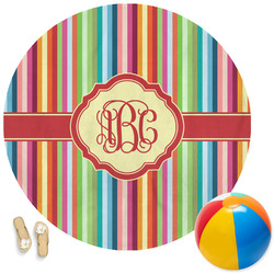 Retro Vertical Stripes Round Beach Towel (Personalized)