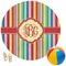 Retro Vertical Stripes Round Beach Towel (Personalized)