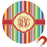 Retro Vertical Stripes Round Car Magnet - 10" (Personalized)