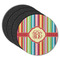 Retro Vertical Stripes Round Rubber Backed Coasters - Set of 4 (Personalized)