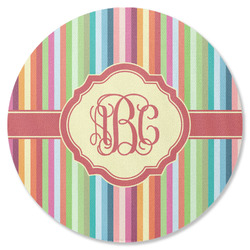 Retro Vertical Stripes Round Rubber Backed Coaster (Personalized)