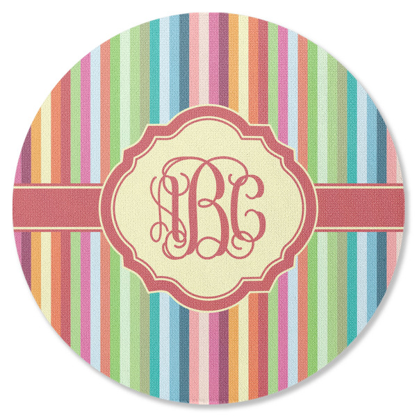 Custom Retro Vertical Stripes Round Rubber Backed Coaster (Personalized)