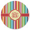 Retro Vertical Stripes Round Rubber Backed Coaster (Personalized)