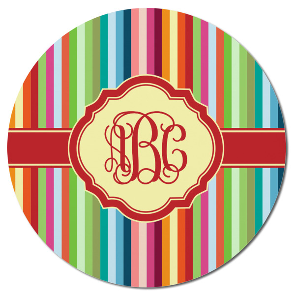 Retro Vertical Stripes Round Fridge Magnet - FRONT