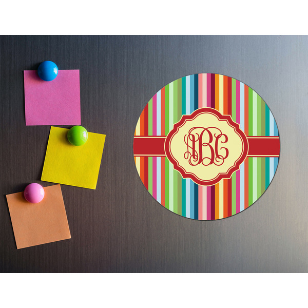 Retro Vertical Stripes Round Fridge Magnet - LIFESTYLE