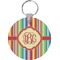 Retro Vertical Stripes Round Plastic Keychain (Personalized)