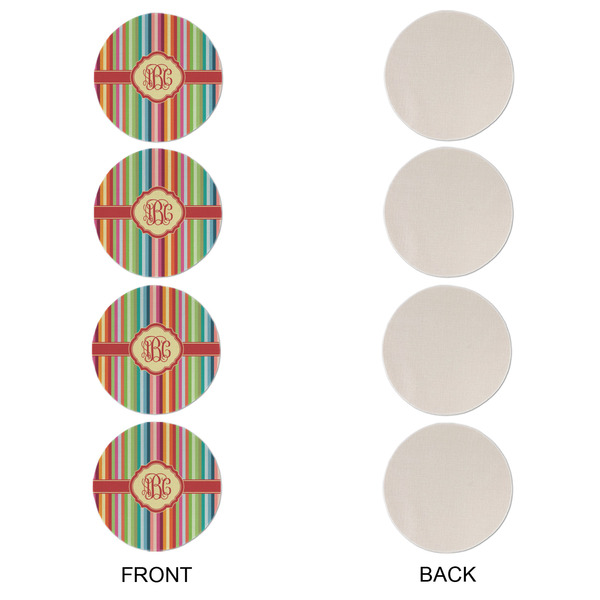 Retro Vertical Stripes Round Linen Placemats - APPROVAL Set of 4 (single sided)