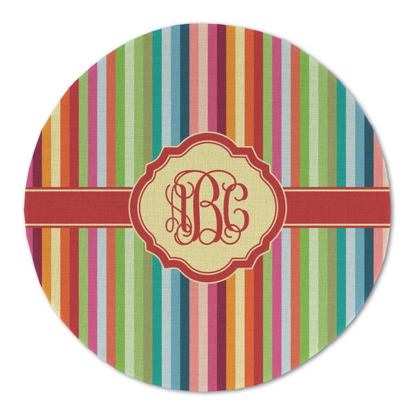 Custom Retro Vertical Stripes Round Linen Placemat (Personalized)
