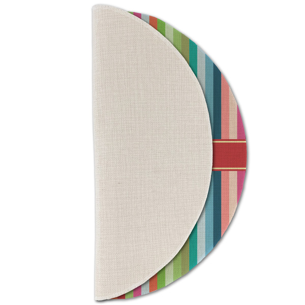 Retro Vertical Stripes Round Linen Placemats - HALF FOLDED (single sided)
