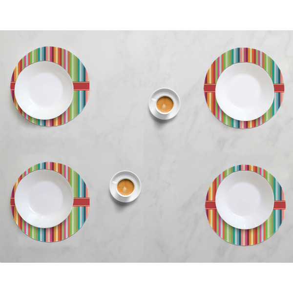Retro Vertical Stripes Round Linen Placemats - LIFESTYLE (set of 4)