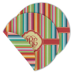 Retro Vertical Stripes Round Linen Placemat - Double Sided - Set of 4 (Personalized)