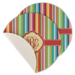 Retro Vertical Stripes Round Linen Placemat - Single Sided - Set of 4 (Personalized)