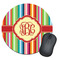 Retro Vertical Stripes Round Mouse Pad