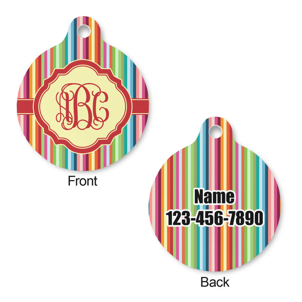 Retro Vertical Stripes Round Pet ID Tag - Large - Approval