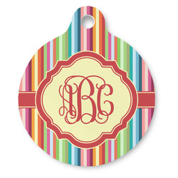 Retro Vertical Stripes Round Pet ID Tag (Personalized)