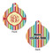 Retro Vertical Stripes Round Pet Tag - Front & Back
