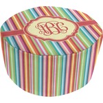 Retro Vertical Stripes Round Pouf Ottoman (Personalized)