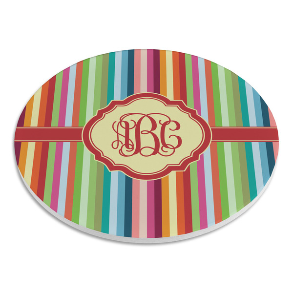 Retro Vertical Stripes Round Stone Trivet - Angle View