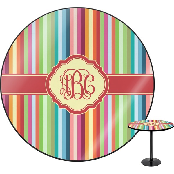 Custom Retro Vertical Stripes Round Table (Personalized)