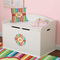 Retro Vertical Stripes Round Wall Decal on Toy Chest
