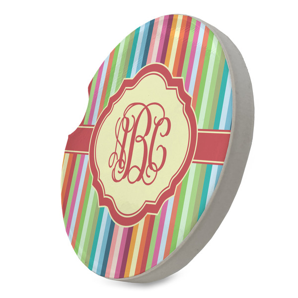 Retro Vertical Stripes Sandstone Car Coaster - STANDING ANGLE