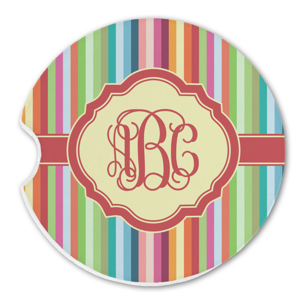 Retro Vertical Stripes Sandstone Car Coaster - Single