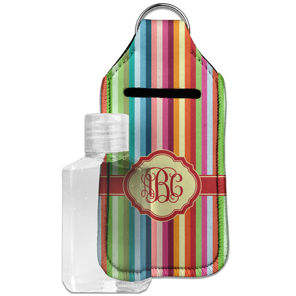 Custom Retro Vertical Stripes Hand Sanitizer & Keychain Holder - Large (Personalized)